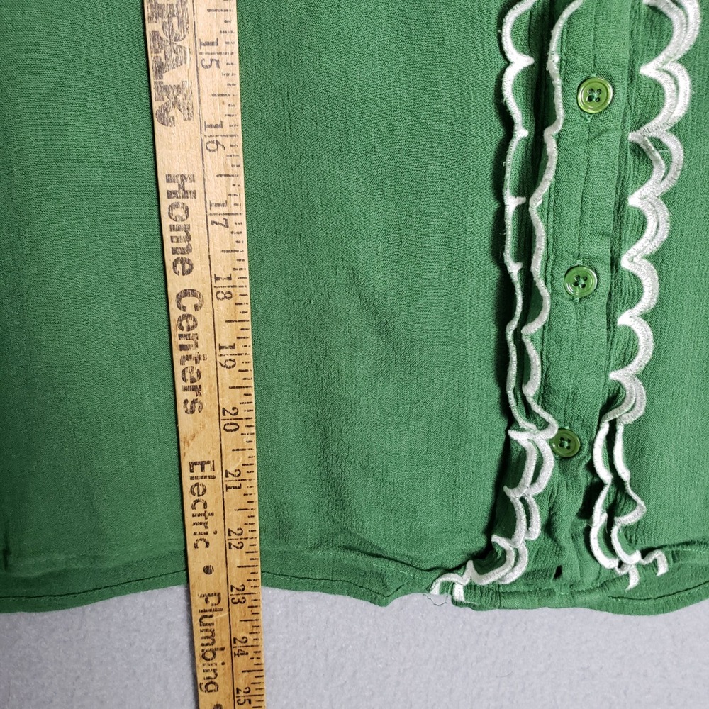 ModCloth All About Scallops Collared Button Down Kelly Green Ric Rac Trim Funky - Picture 5 of 8